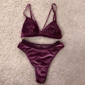 Velvet bralette and undie set